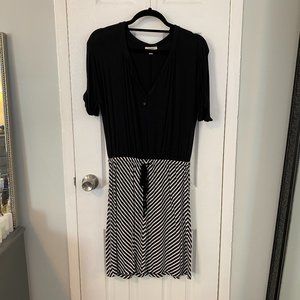 Caslon Black and White Dress with Chevron Skirt